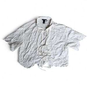 Future Collective white front lace up blouse Medium